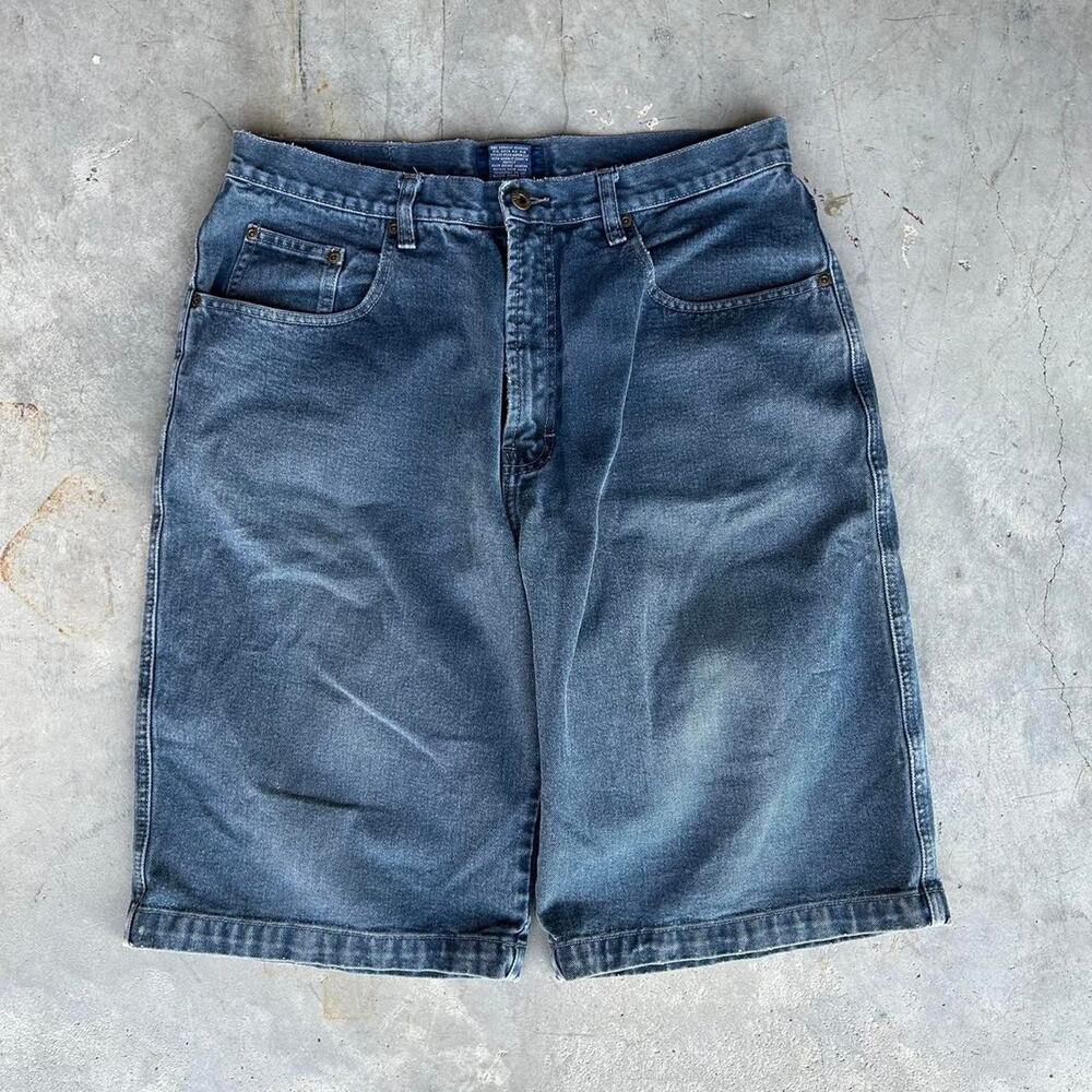 Utility denim baggy shorts